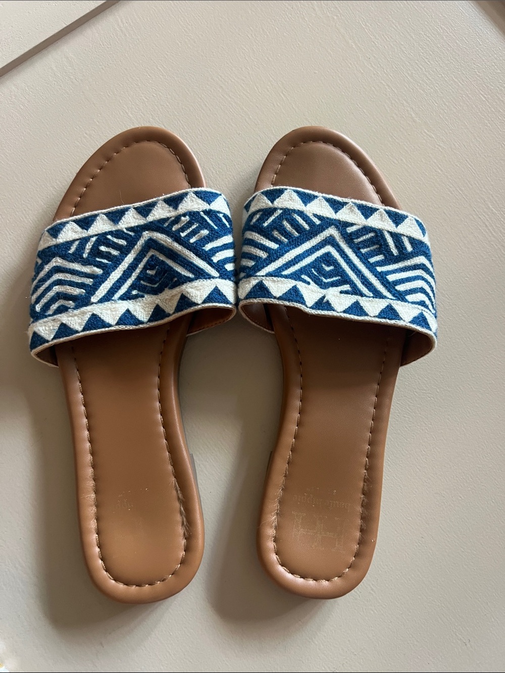 Haute Hippie Blue Patterned Slide Sandals for Women